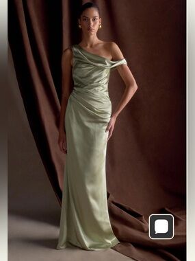 Meshki - Dalia Off Shoulder Satin Maxi
Dress - Sage
